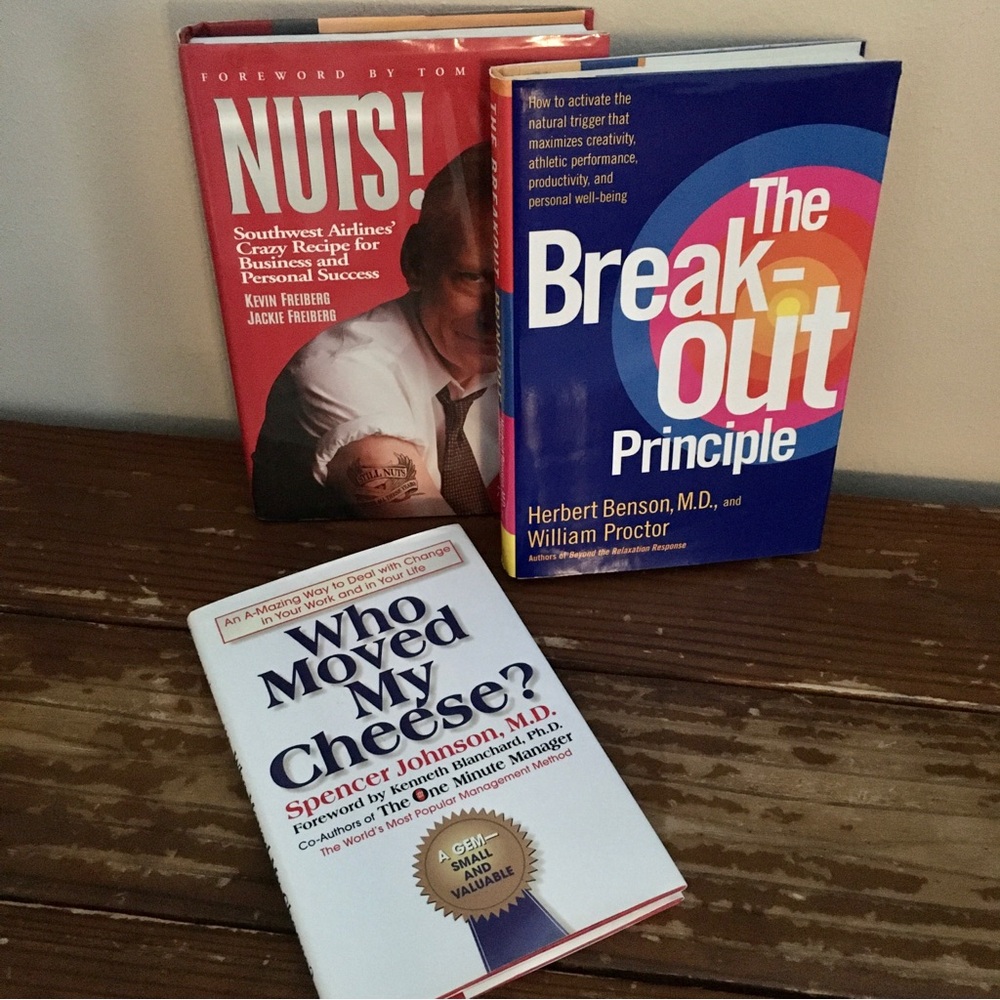 LP Bundle 3 Hard Cover Books Breakout Principle, Moved My Cheese, SW Airlines